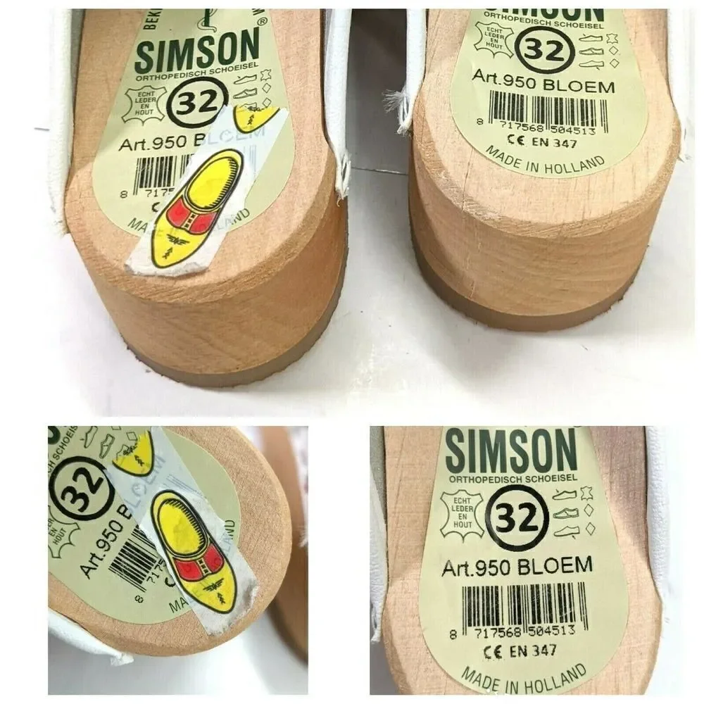 Holland Simson Girls Floral Leather Clogs 2 3 US Size 32 EU Fleuriste Pink White